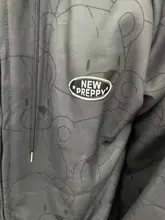 Sudadera con capucha para mujer, de dibujos animados, de oso, primavera y verano, con cremallera, moda coreana, 12345-Lillte