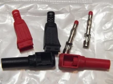 Insulation-Wire Connector Banana-Plug Multimeter-Test Right-Angle Solder-Type Male Red/black