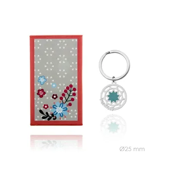 

Steel keychain Round Star Turquoise Breast