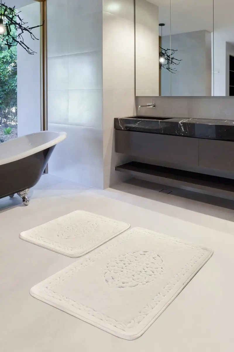 Коврики для ванной нескользящие Противоскользящие коврики Нескользящие противоскользящие Eliteekr хлопок 2'Li набор 60X100 см-50X60 см