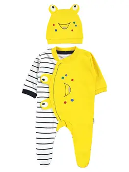 

Summer New Style Baby Rompers Newborn Cotton Long Sleeve T shirt Letter Animal Jumpsuit Beret Rompers 0-3 9,9-12months