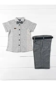 

Boy suit summer capri t-shirt belt bow tie 4 piece daily holiday special occasions cotton fabric clothing kids wear outfits
