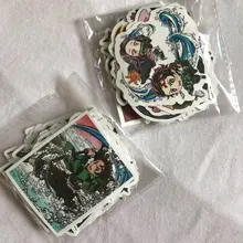 Pegatinas de Anime Demon Slayer Kimetsu No Yaiba, pegatina para ordenador portátil, equipaje de motocicleta, regalo para niños, pegatina de juguete, 50 Uds.