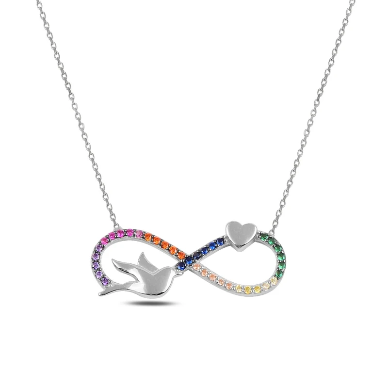 

Armagano Colorful Zircon Cubic Zirconia Infinity, Heart & Bird Necklace