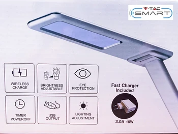 

Led table lamp 5W CCT dimmable with Wireless charger QI Smartphone Base rectangular white body SKU-8601