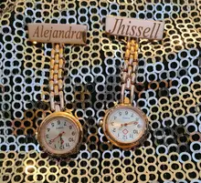 Broche personalizado grabado con tu nombre, Pin de solapa de acero inoxidable, de alta calidad, oro rosa, Fob, reloj de enfermera