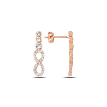 

Angemiel 925 Silver Zircon Stone Studded Eternity Earrings-Rose Gold Plated