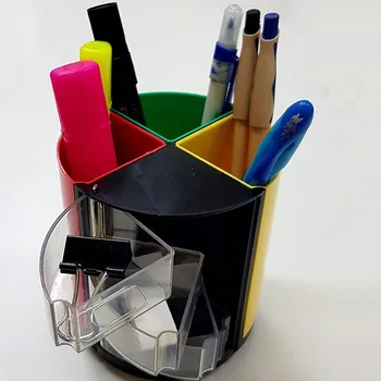 

PENHOLDER ROUND SWIVEL PLASTIC 3 COMPARTMENTS 4 DRAWERS DESK PEN HOLDER