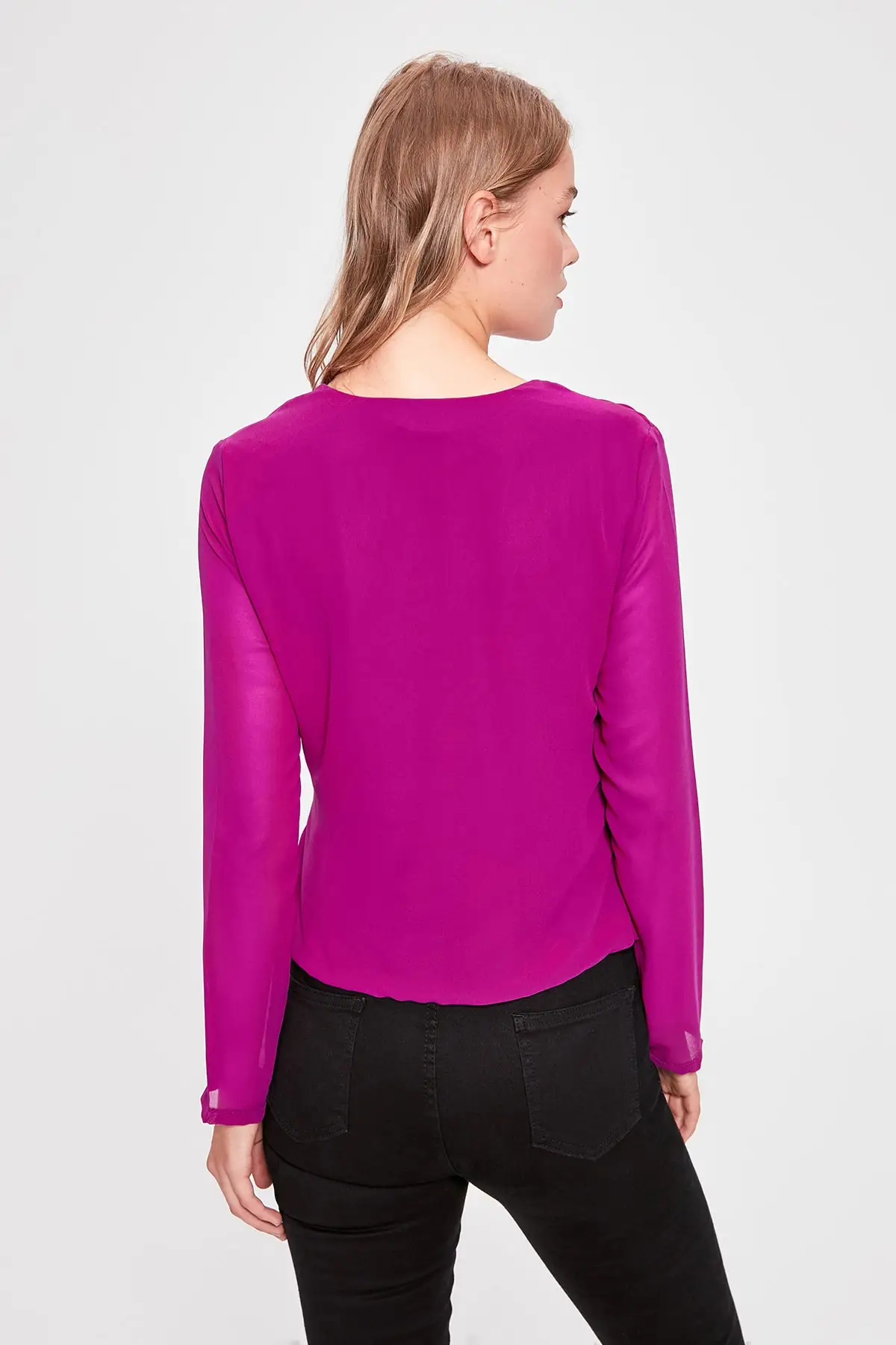 Trendyol фиолетовый воротник детальный Bluz TWOAW20BZ0675