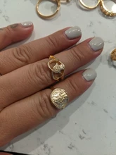 Tocona 15 unids/set, Virgen María Anillos de oro para mujer corazón manos de Fátima Anillos Cruz hoja geométrica Kольцо de joyería 7056