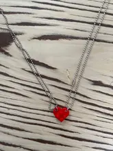 Collar con colgante de corazón de amor para parejas, 2 uds., amigos, hombres, niñas y niños, Lego elementos, regalo de joyería del Día de San Valentín