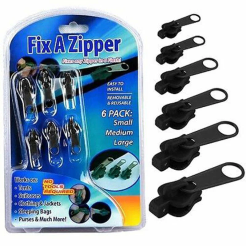 Universal Zip Head Tools Repair Replacement Kit 6 Pieces Plastic Zipper