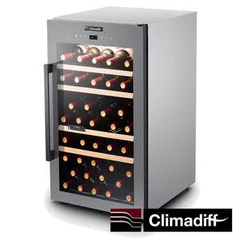 

CLIMADIFF -Vinoteca 63 botellas CLS63, Sistema anti-vibración, 5-20°C, Iluminación LED blanca, Nivel de ruido 40dB, 50x54x85,7cm
