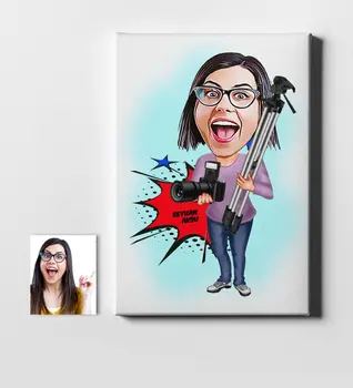 

Personalized Women 'S Professional Photographer Cartoon Canvas Table (50x70 cm.) 1