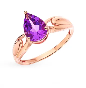 

Gold ring with amethyst sunlight sample 585