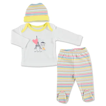 

ebebek Bambaki Summer Baby Girl Tourist Cat Bodysuit Hat Pant 3 pcs Set