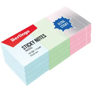 

Self-adhesive block Berlingo "ultra sticky" pastel colors 12x100 sheets 50x40