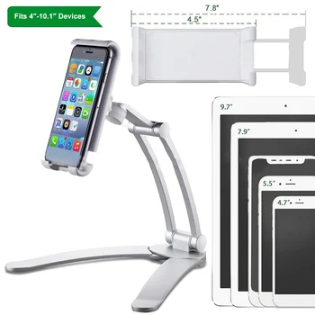 

LDLUTBR Kitchen Tablet Stand Wall Desk Tablet Mount Stand Fit For 5-10.5 inch Width Tablet Metal Bracket Smartphones Holders