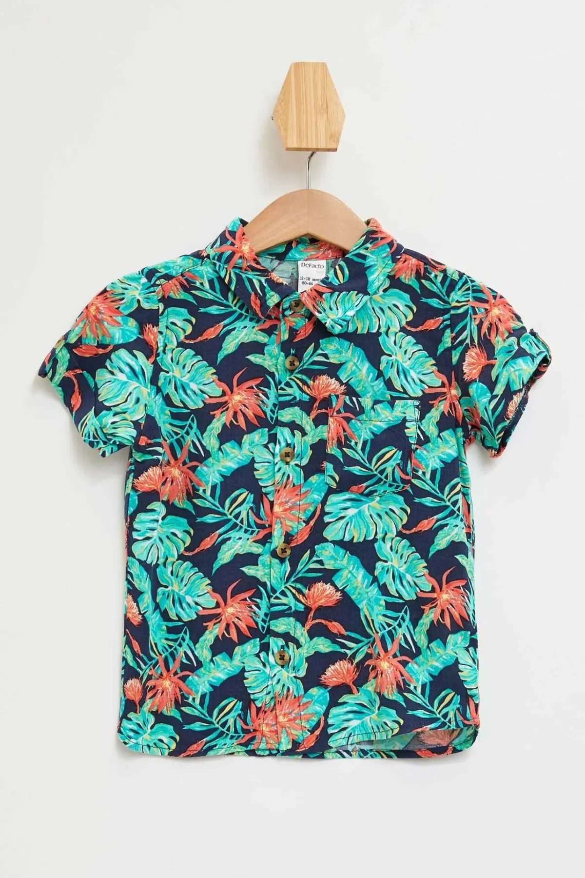 

DeFacto Summer BabyBoy Lapel Short Sleeve Shirt Baby Fashion Casual Print Tops Kids Comfort Blousers New - K8176A219SM