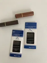 12 unids/set ancianos aguja-agujero lateral ciego aguja de coser de mano de acero inoxidable de huelga roscado ropa de costura