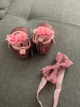 Ma & Baby-zapatos de princesa para bebés recién nacidos de 0 a 18 meses, con lentejuelas y lazo, para primeros pasos y diadema