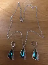 Juegos de joyas para mujer, bodas, Plata de Ley 925, collar de circonia cúbica verde, juegos de pendientes