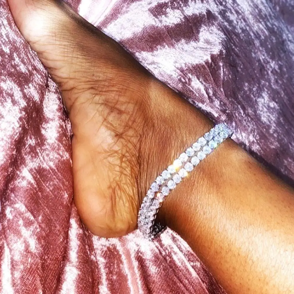 Simple Silver Color Rhinestone Tennis Chain Anklet Jewelry for Women Bling Crystal Beach Barefoot Anklet Foot Chain Jewelry Simple Silver Color Rhinestone Tennis Chain Anklet Jewelry for Women Bling Crystal Beach Barefoot Anklet Foot Chain Jewelry