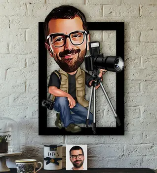 

Personalized Mr Professional Photographer Caricature OF 3D Wood Tablo-1 Quality Cost Effective Gift Design Decoration wall