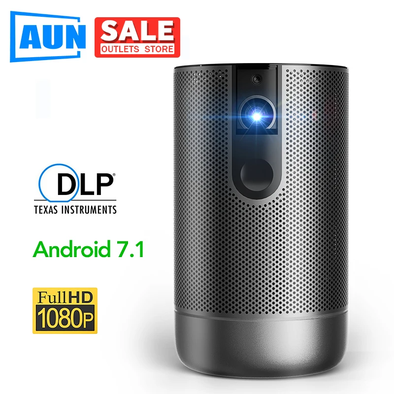 AUN DLP проектор 1080p Full HD Родной Разрешение Android 7 1 5G WI FI 8000 мА/ч Батарея 3D мини 4k