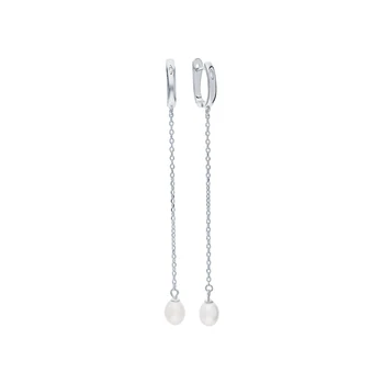 

Silver earrings with cubic zirconia and pearls cultured sunlight sample 925