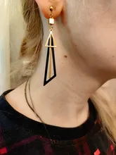 Pendientes con Clip geométrico triangular para mujer, joyería con personalidad coreana, sin Piercing, aretes largos de borla para mujer