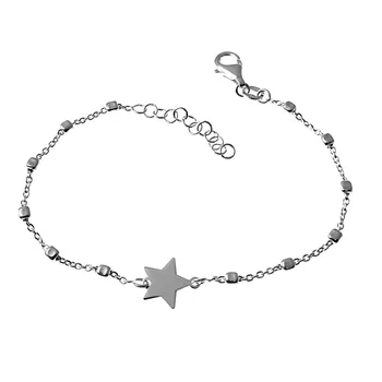 

Law silver bracelet 925m chain 16cm ac square link Center star smooth clasp