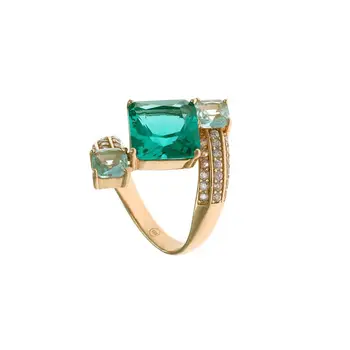 

Ring Silver with Plating Rose Gold and Zircons Roses and Green