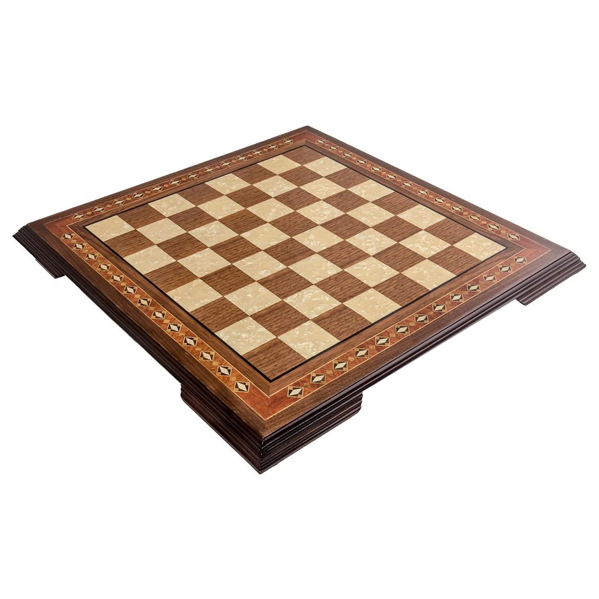 22.5'' Flat Footed Walnut Chessboard - Solid Beech Wood Mosaic Engraved Chess Board Game Gift Items Deck Box Checkers Шахматы осада или шахматы со смертью