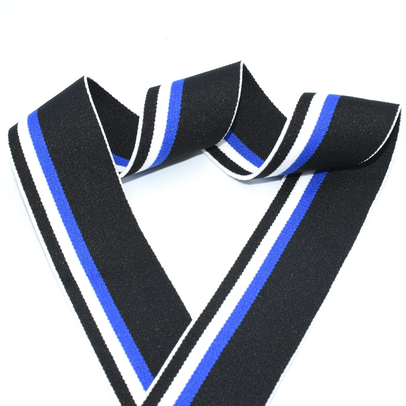 1.5"Black-Blue Heavy Stretch High Elasticity Knit Elastic Band Polyester Ribbon Cotton Fabric Ribbon Purse Strap Elastic Garment