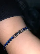 Pulsera de tenis de circonia cúbica de 4mm para Mujer, joyería de boda, Circonia cúbica púrpura, brazaletes para hombre, hip hop, Color plata, Punk