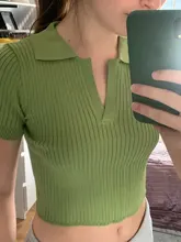 Polo Shirts Tees Short-Sleeve Mujer Camisetas Cropped Slim-Fit ITOOLIN Female Sexy Summer Vintage