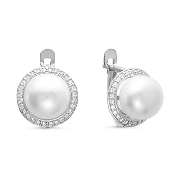 

Earrings made of silver with pearls and cubic zirconia