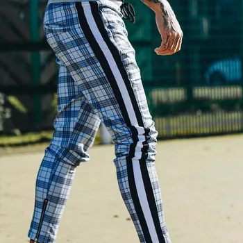 

Causal Chinos Plaid Pants Men Joggers Hip Hop Skinny Pants Men Summer Streetwear Slim Fit Tactical Trousers For Men Brand