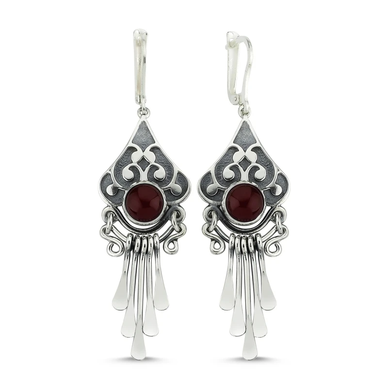 

Armagano Red Agate Gemstone Dangle Hand Handwork Earrings
