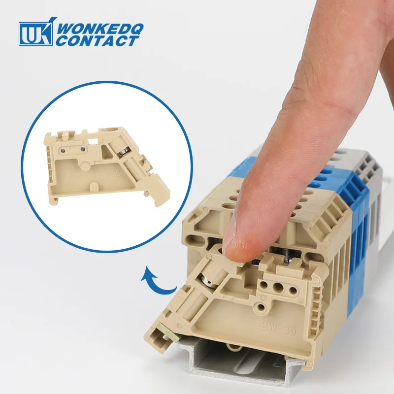 Din Rail Terminal Block End Stop Bracket 10Pcs E/UK E/UK2 EW35 WKF35 Mounting NS 35 DIN Rail Terminal Block Fixed CLIPFIX Screwless Tool-free End Clamp