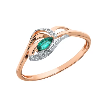 

Gold ring with emeralds and diamonds sunlight sample 585