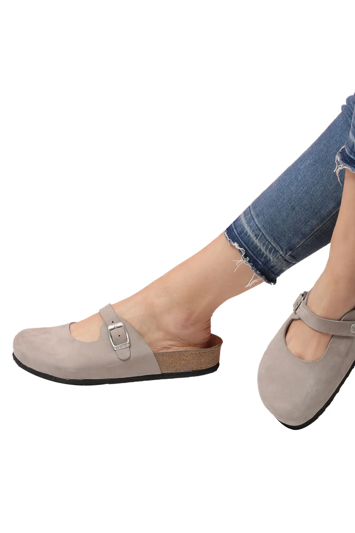 

TARA Stone Clogs Anatomical Natural Cork Sole Real Leather Women Sandals