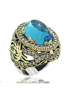 

Ottoman Monogram Sterling Silver Lady Ring Aquamarine