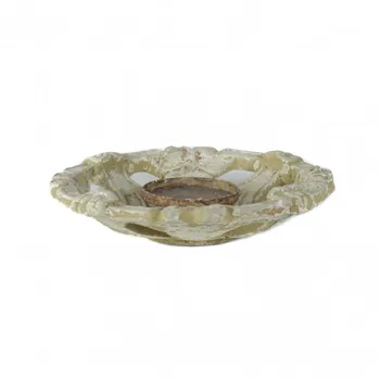 

CANDLE HOLDER DISH CEMENT ROUND OR BEIG WORN 30X6