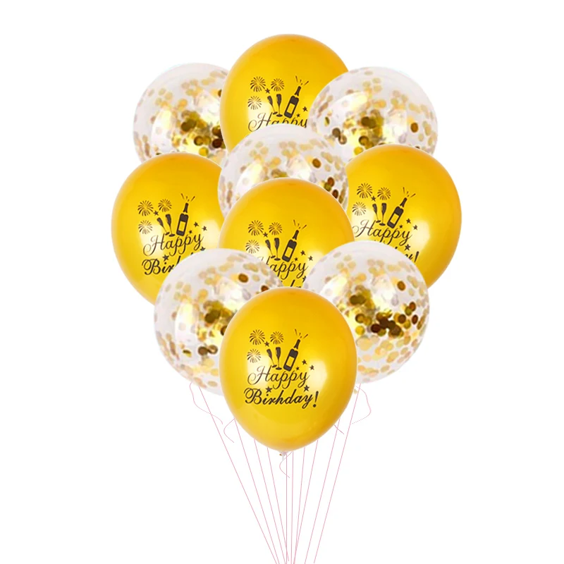 10 шт. золотые черные конфетти с днем рождения воздушные шары розовое золото Воздушные шары на день рождения украшения Дети взрослый юбилей Свадебная вечеринка