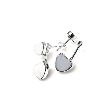 

Sterling silver earrings 925m detachable ear jacket smooth hearts close pressure women
