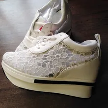 Zapatillas de deporte con encaje transpirable y plataforma para mujer, zapatos deportivos, informales, cómodos y transpirables para verano, novedad de 2020, gran oferta