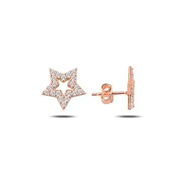 

Angemiel 925 Sterling Silver Zircon Star Earrings-Rose Gold Plated