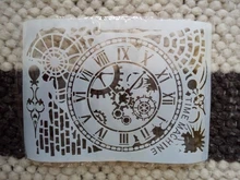 Reloj de tamaño A4, pintura de pared de flores, plantillas, sello, álbum de recortes, arte decorativo en relieve, papel, DIY, plantilla de etiquetas de flores